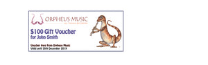 Orpheus Music Gift Voucher $100