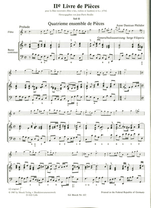 2nd Livre de Pieces for Recorder and Basso Continuo