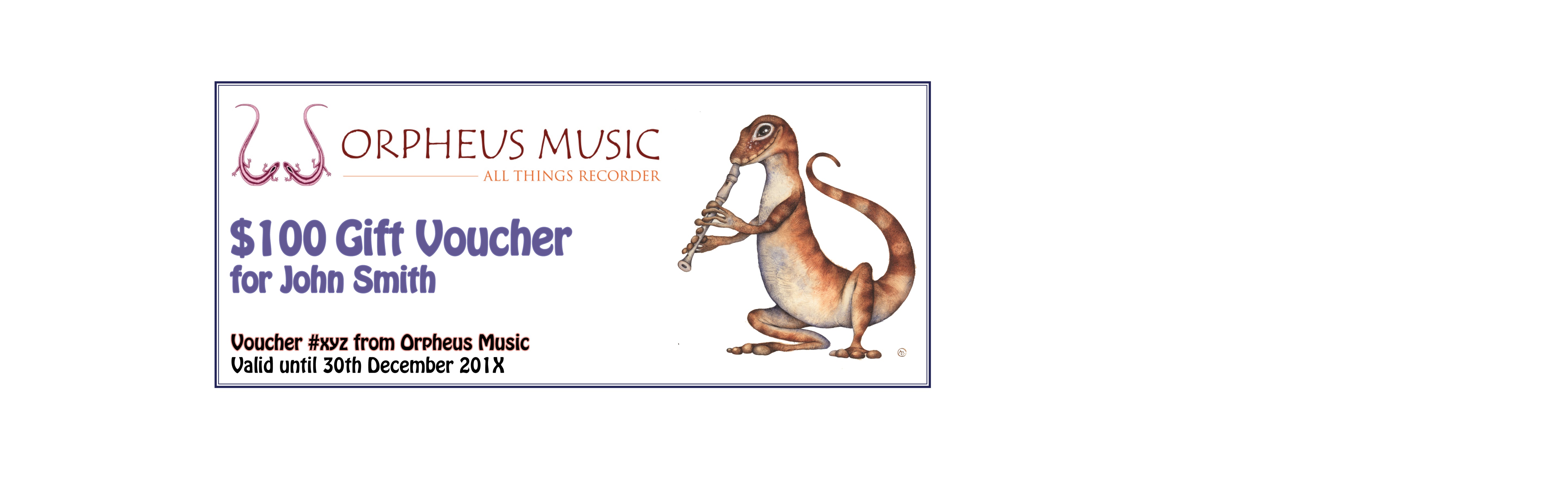 Orpheus Music Gift Voucher $100