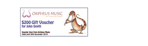 Orpheus Music Gift Voucher $200