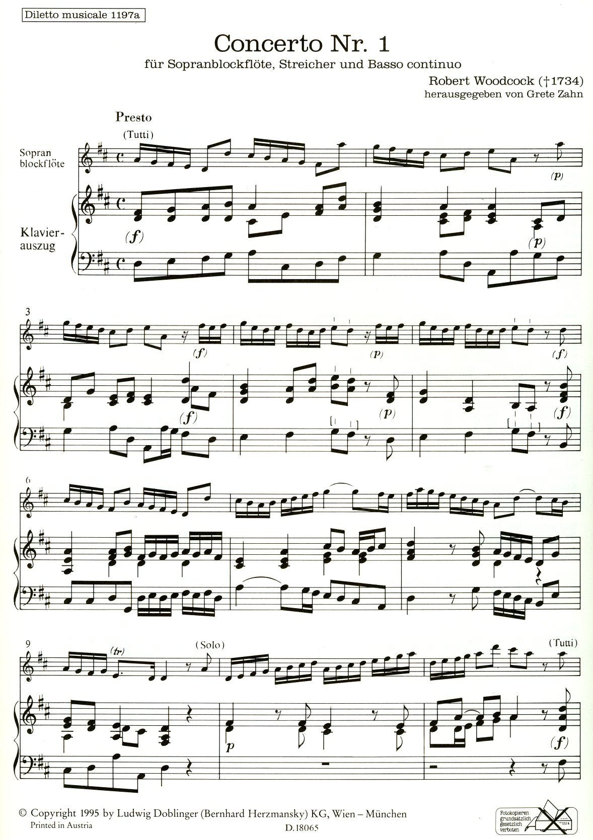 Concerto no1 in D Major