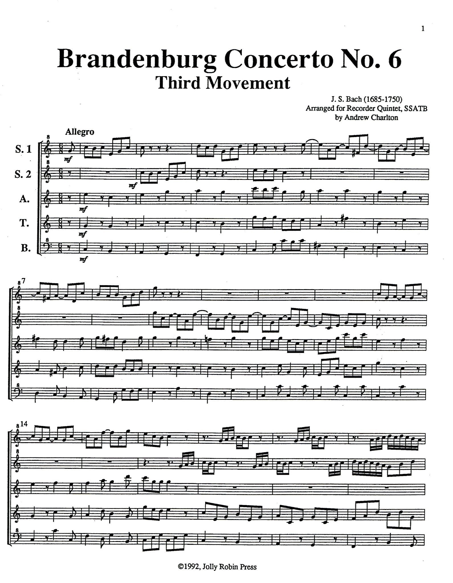 Brandenburg Concerto No 6, Third Movement