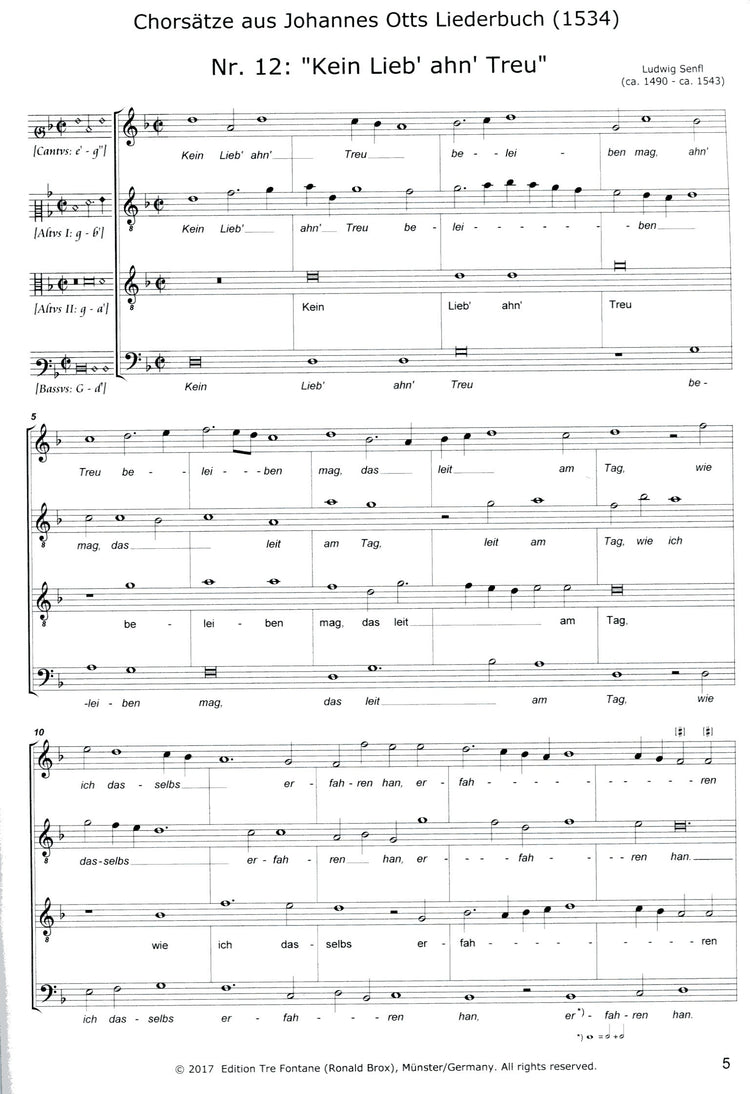 Choral movements from Johannes Otts' Songbook