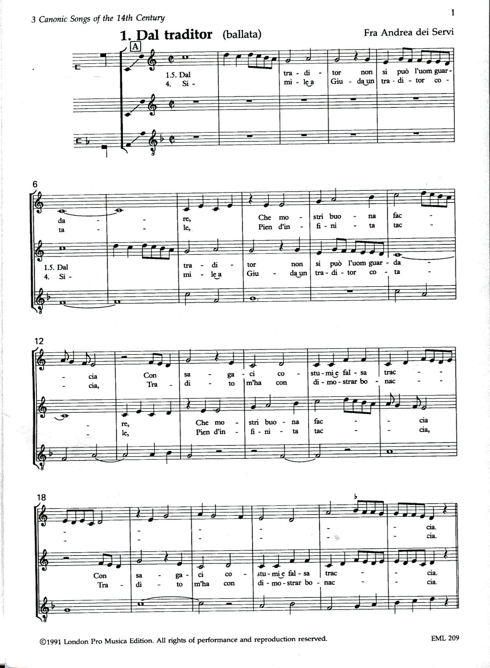 3 Canonic Songs of the 14th century