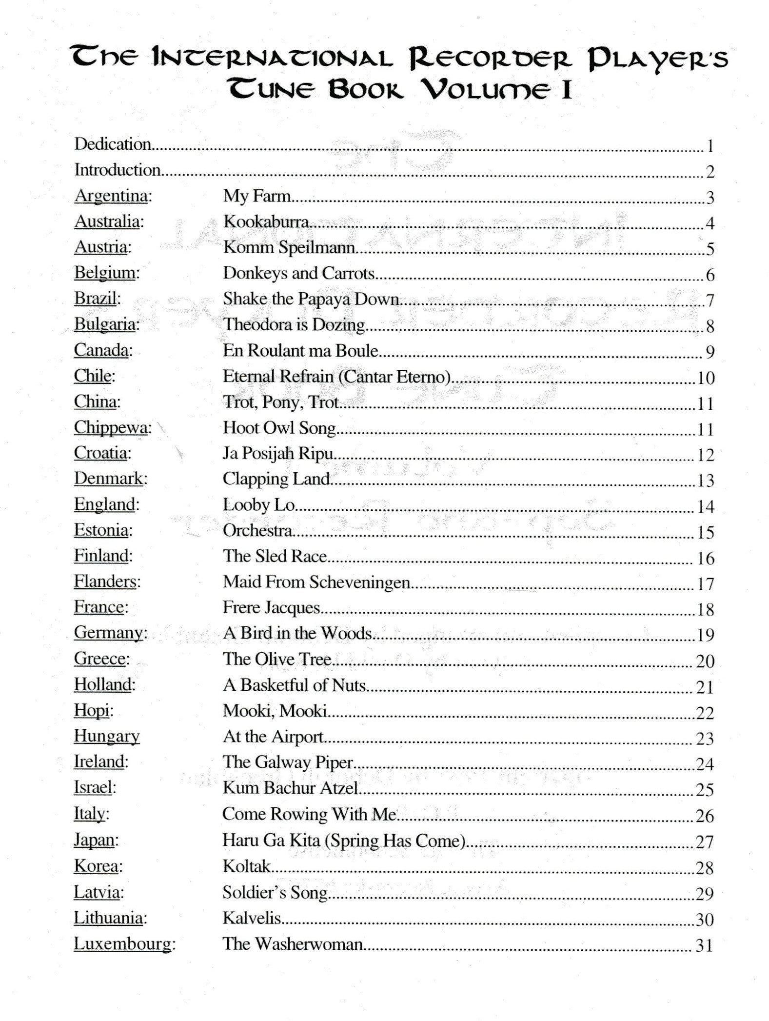 The International Recorder Player's Tune Book
