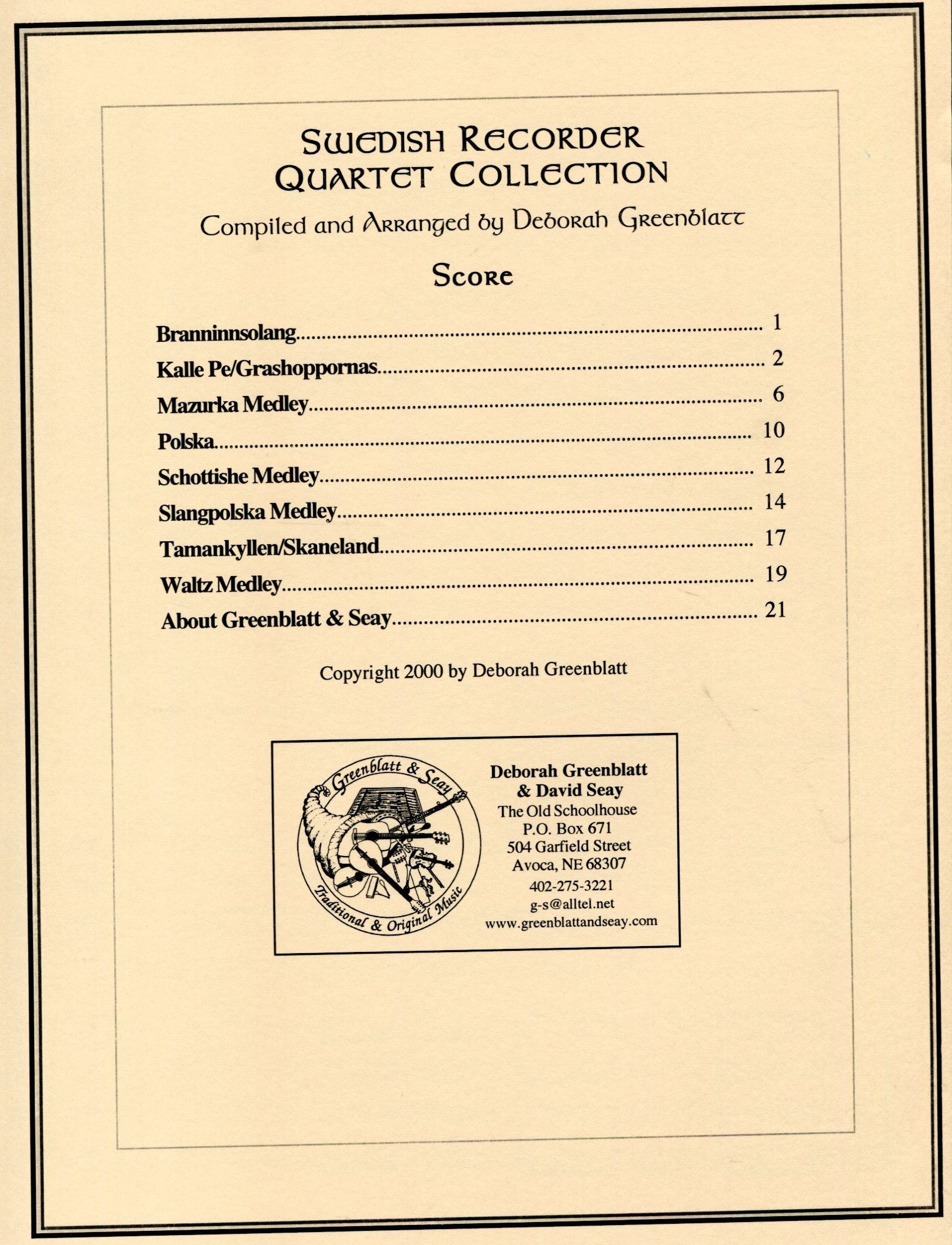 Swedish Recorder Quartet Collection