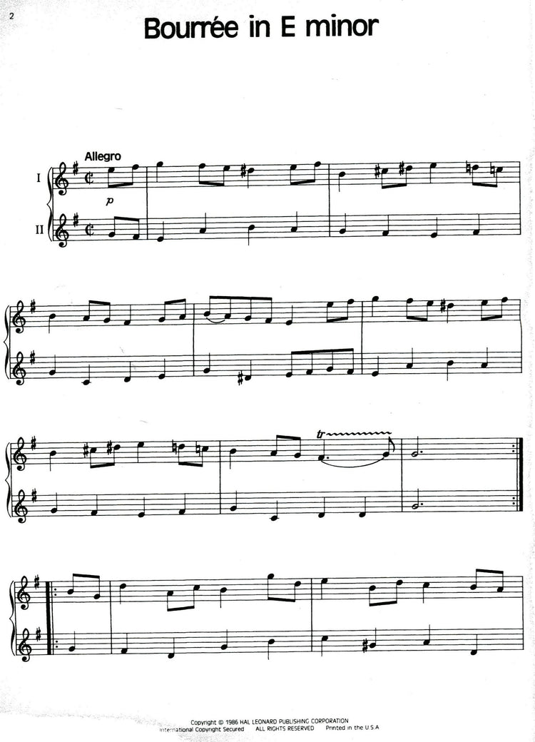 Bach 18 Pieces Arranged for Recorder Solo or Duet