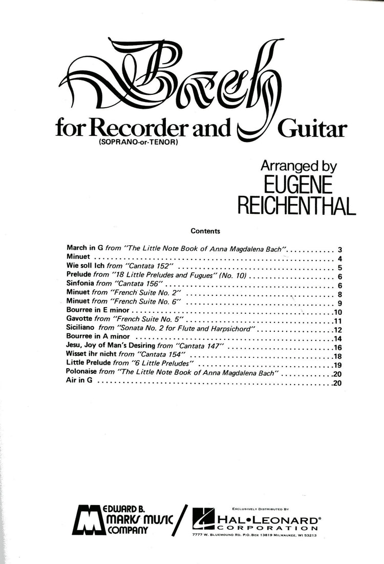 Bach for Recorder and Guitar