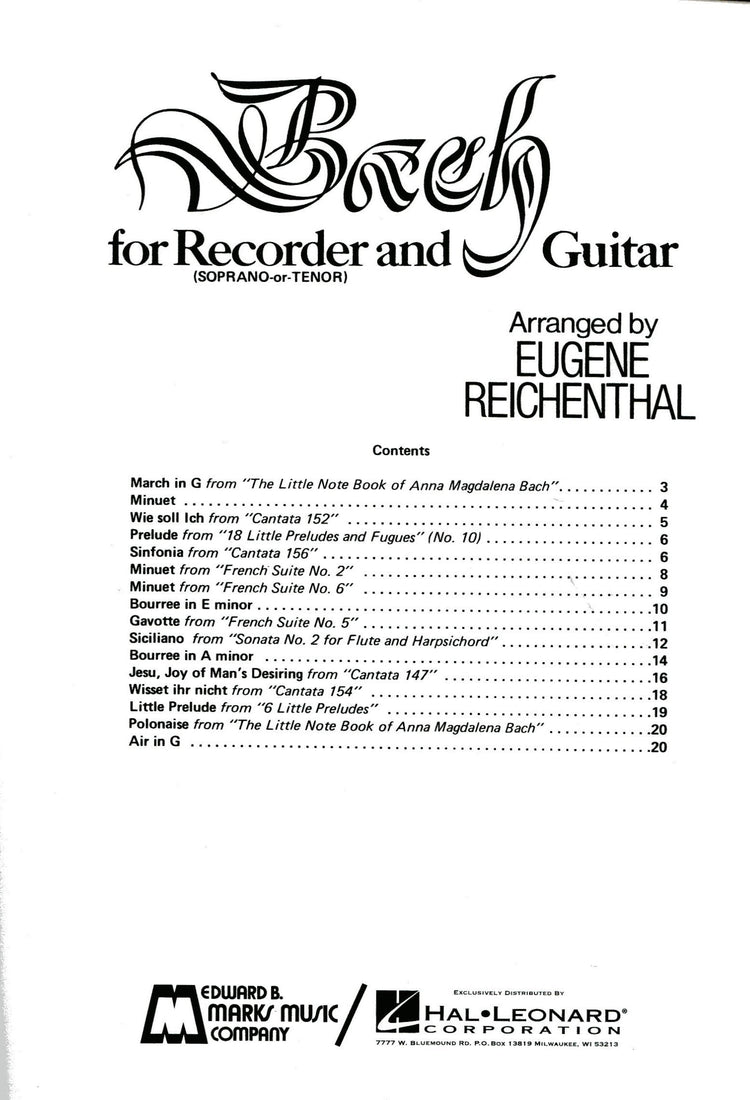 Bach for Recorder and Guitar