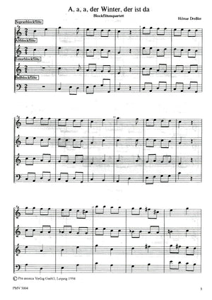 3 Wintery  Songs for Recorder Quartet