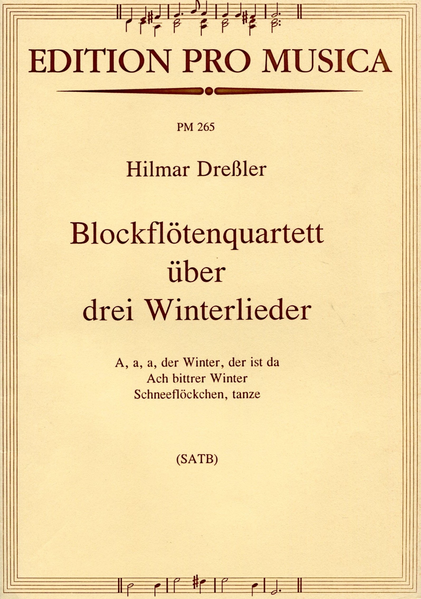 3 Wintery  Songs for Recorder Quartet