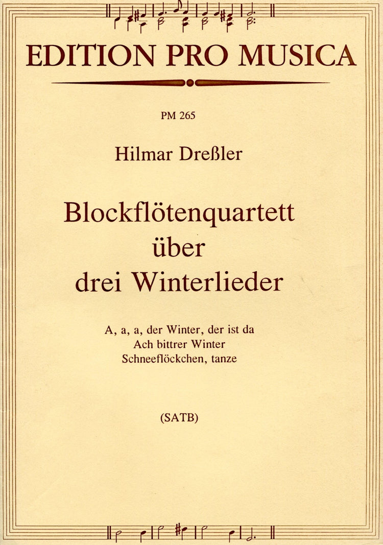 3 Wintery  Songs for Recorder Quartet