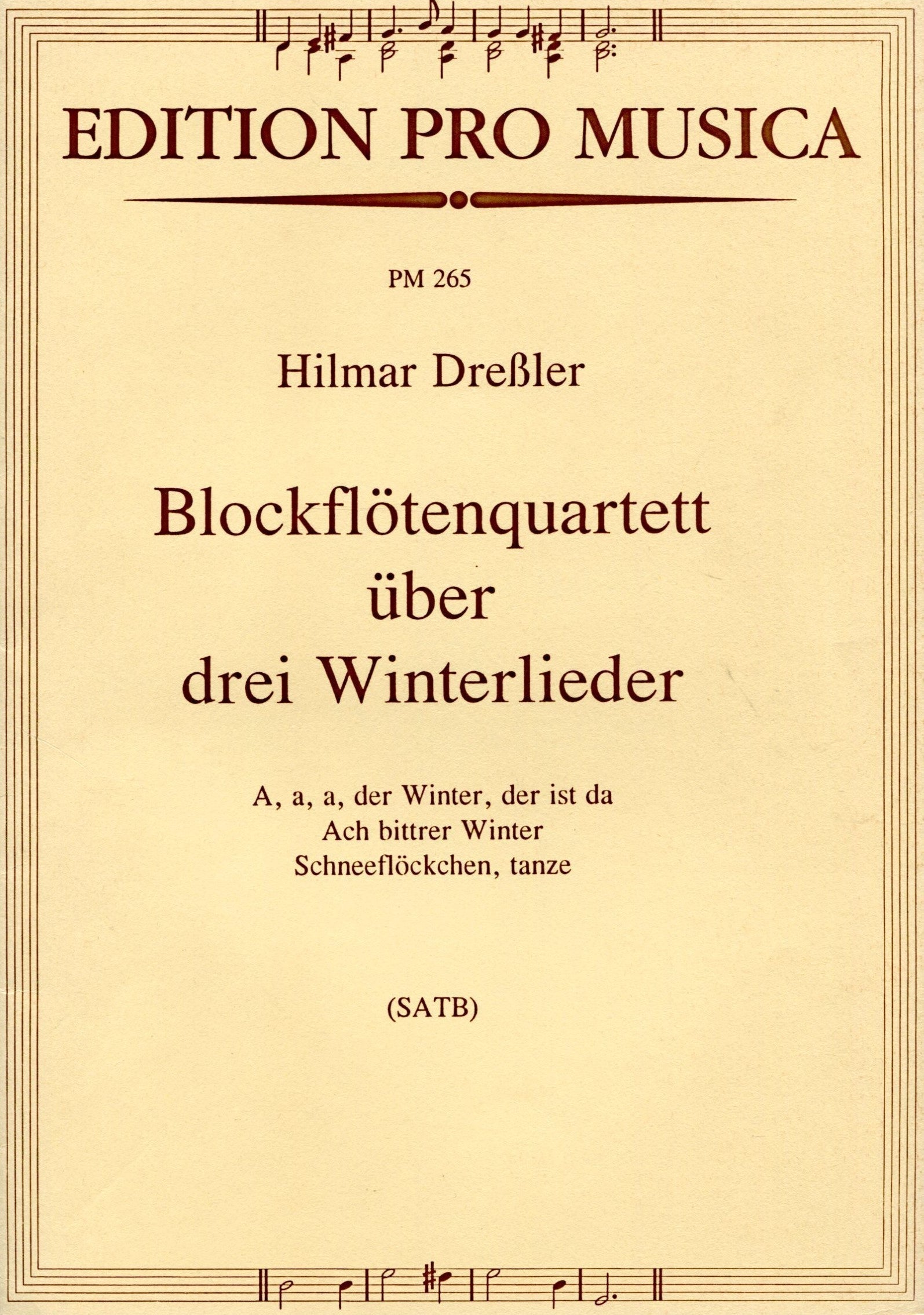 3 Wintery  Songs for Recorder Quartet