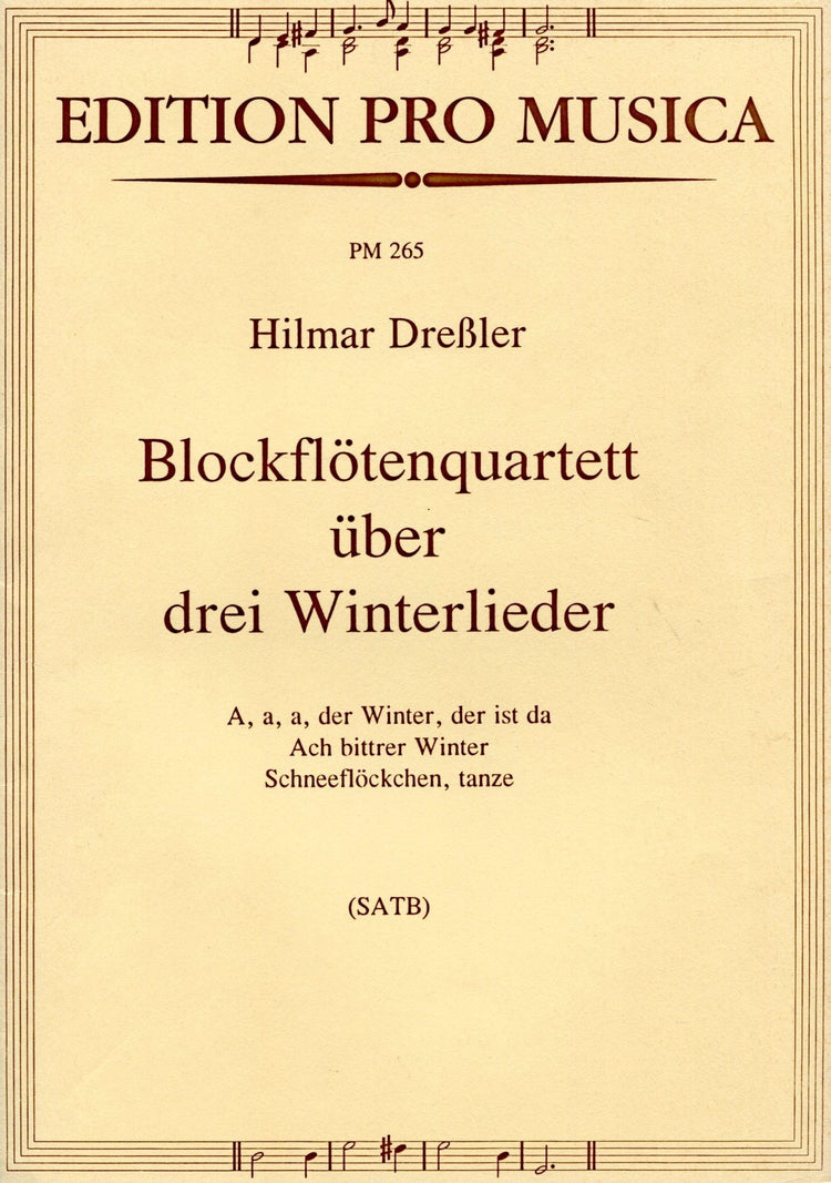 3 Wintery  Songs for Recorder Quartet