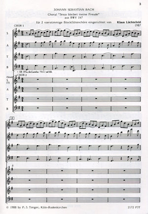 Two Bach Cantata Extracts for Recorder Choir