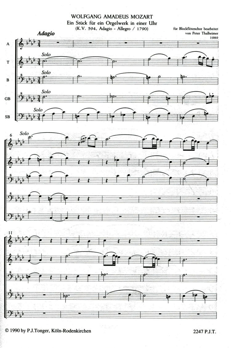 A piece for an Organ in a Clock