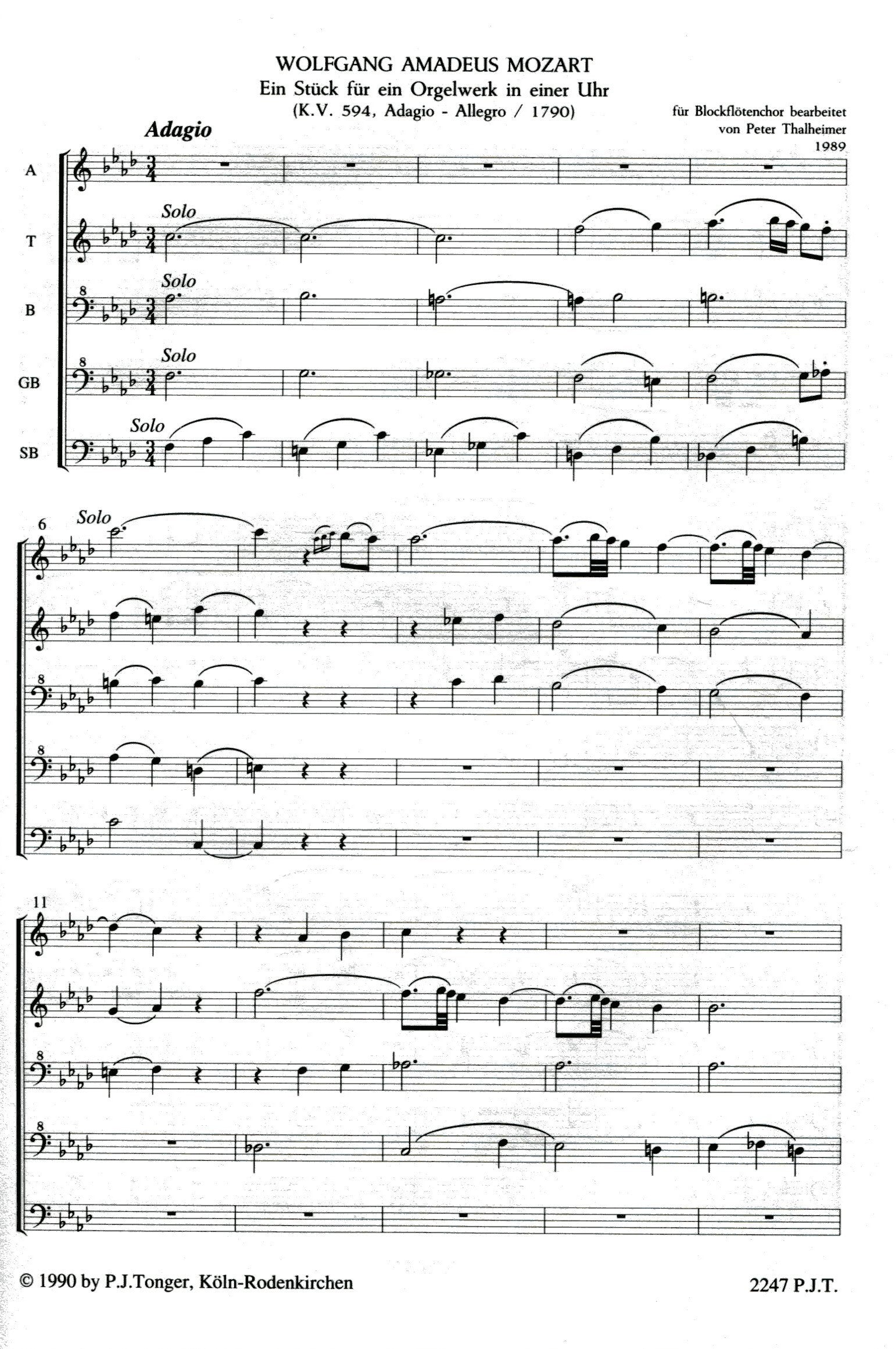 A piece for an Organ in a Clock