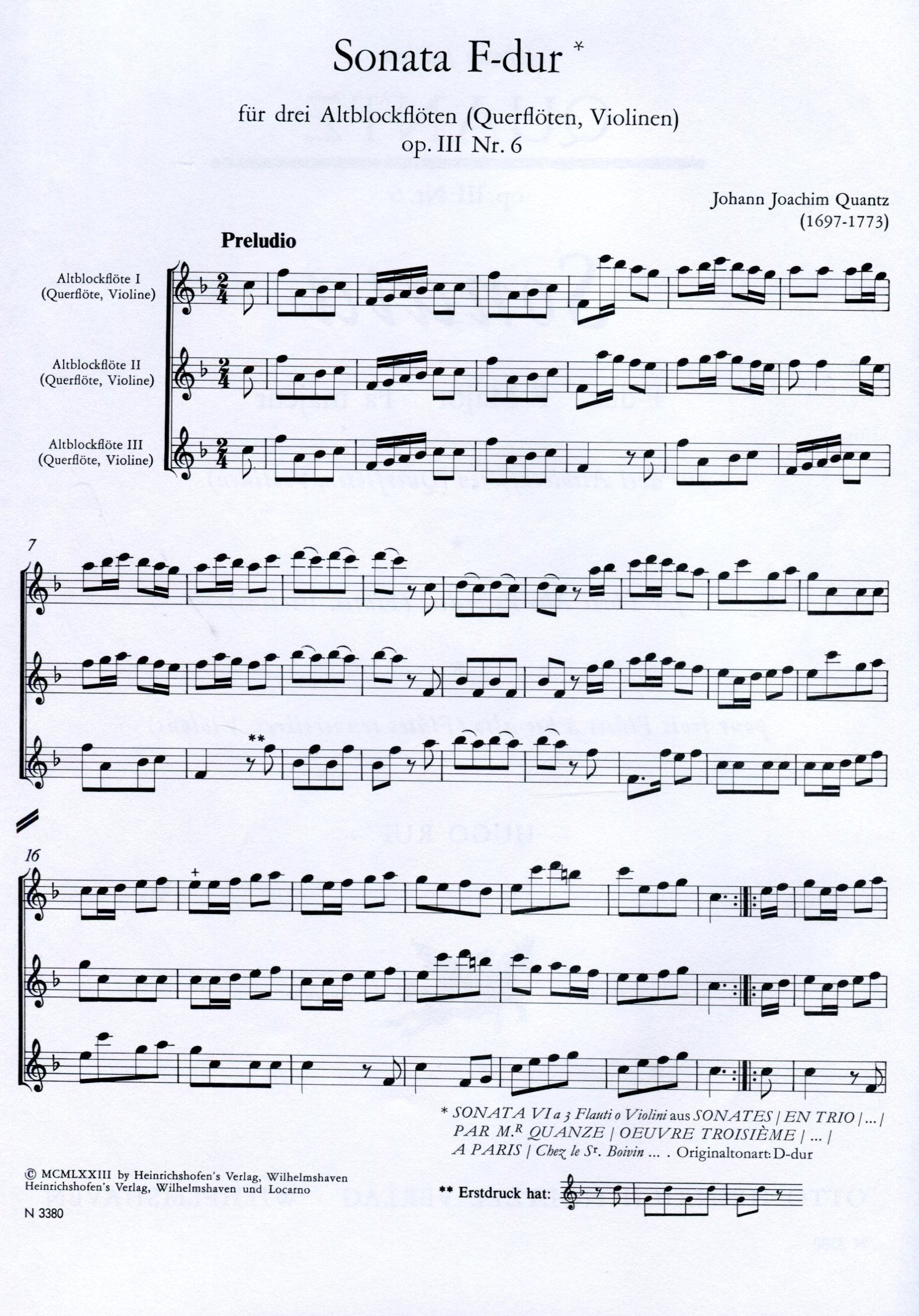 Sonata F Major Op.3 No.6