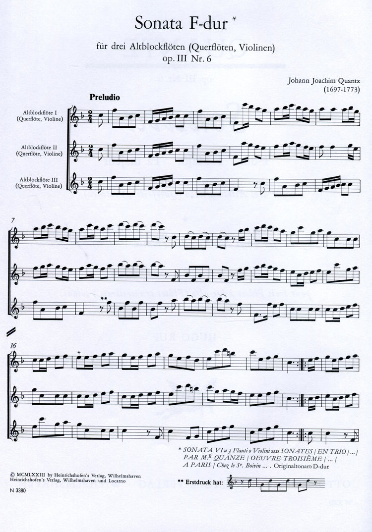 Sonata F Major Op.3 No.6