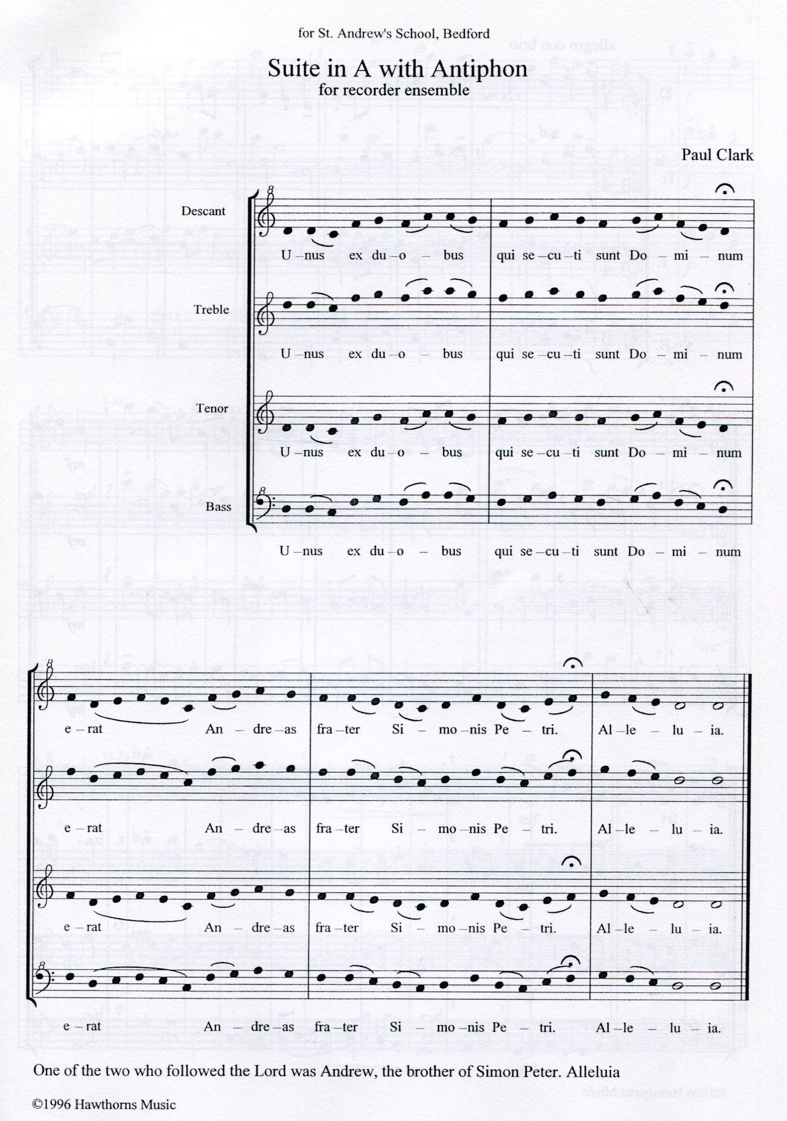 Suite in A with Antiphon