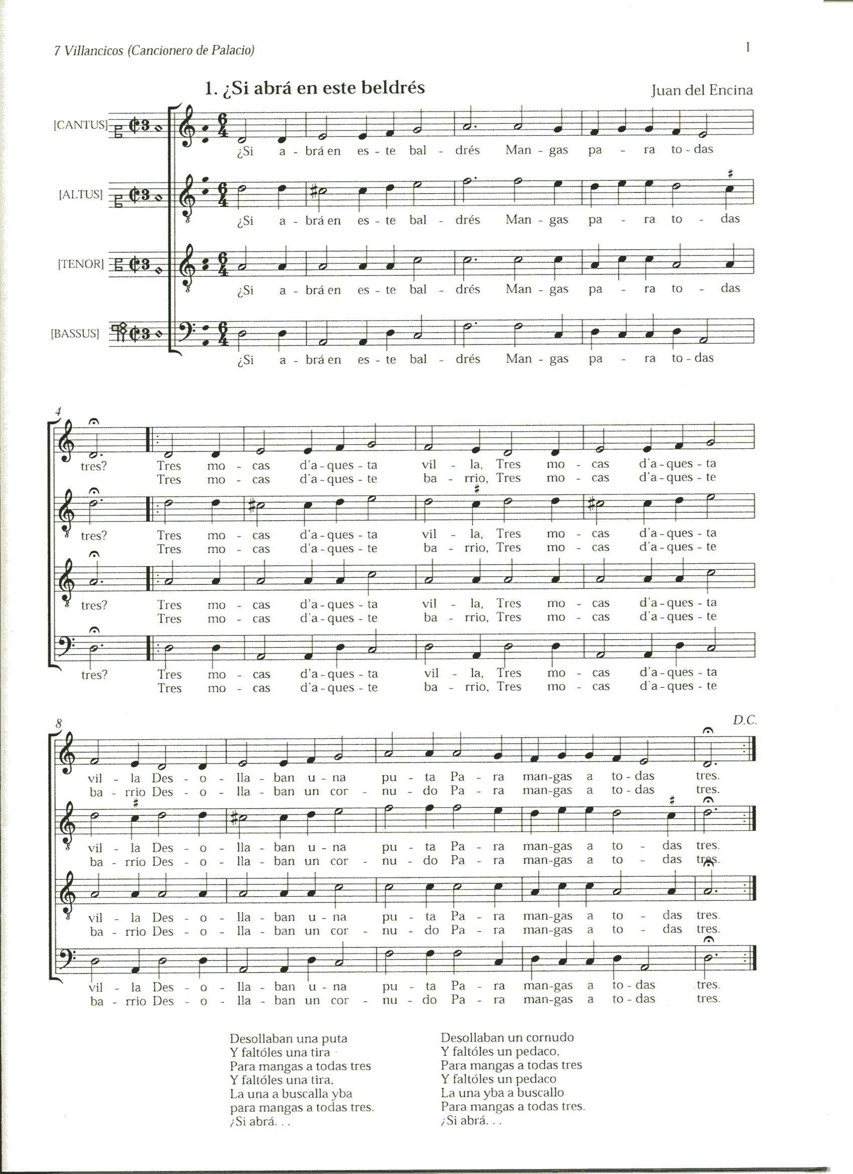 7 Villancicos from the Cancionero de Palacio