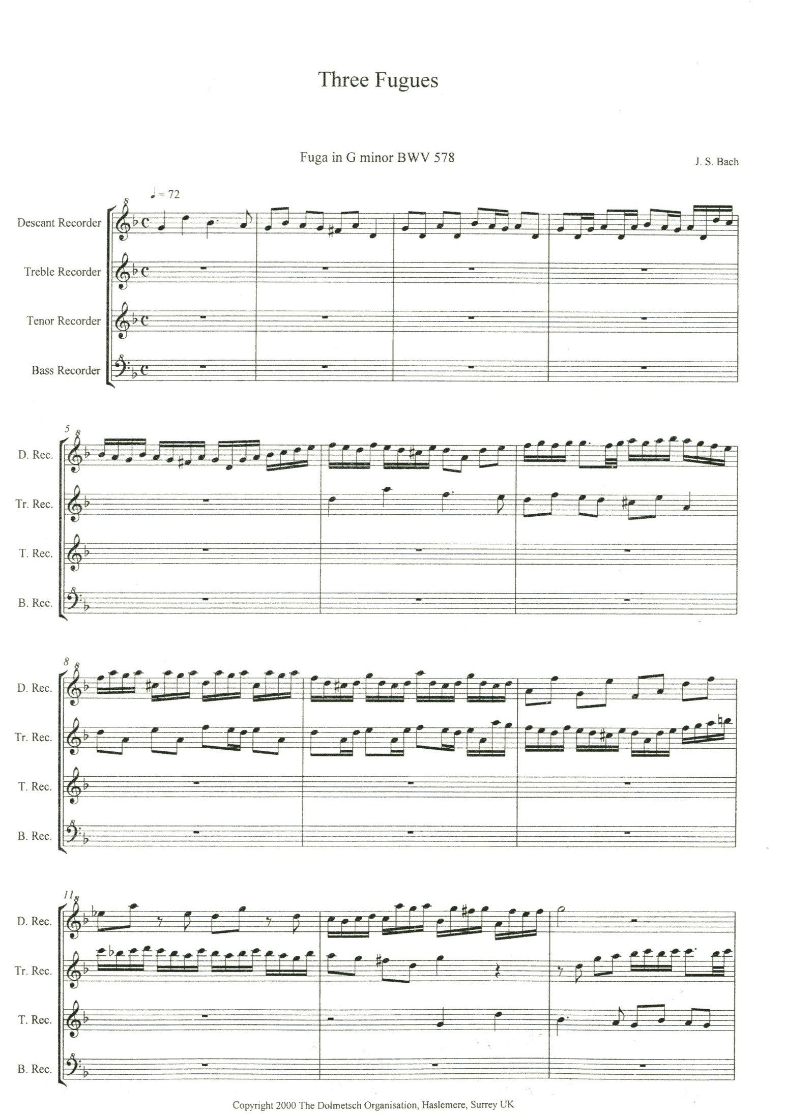 Three Fugues BWV578, 574, 575