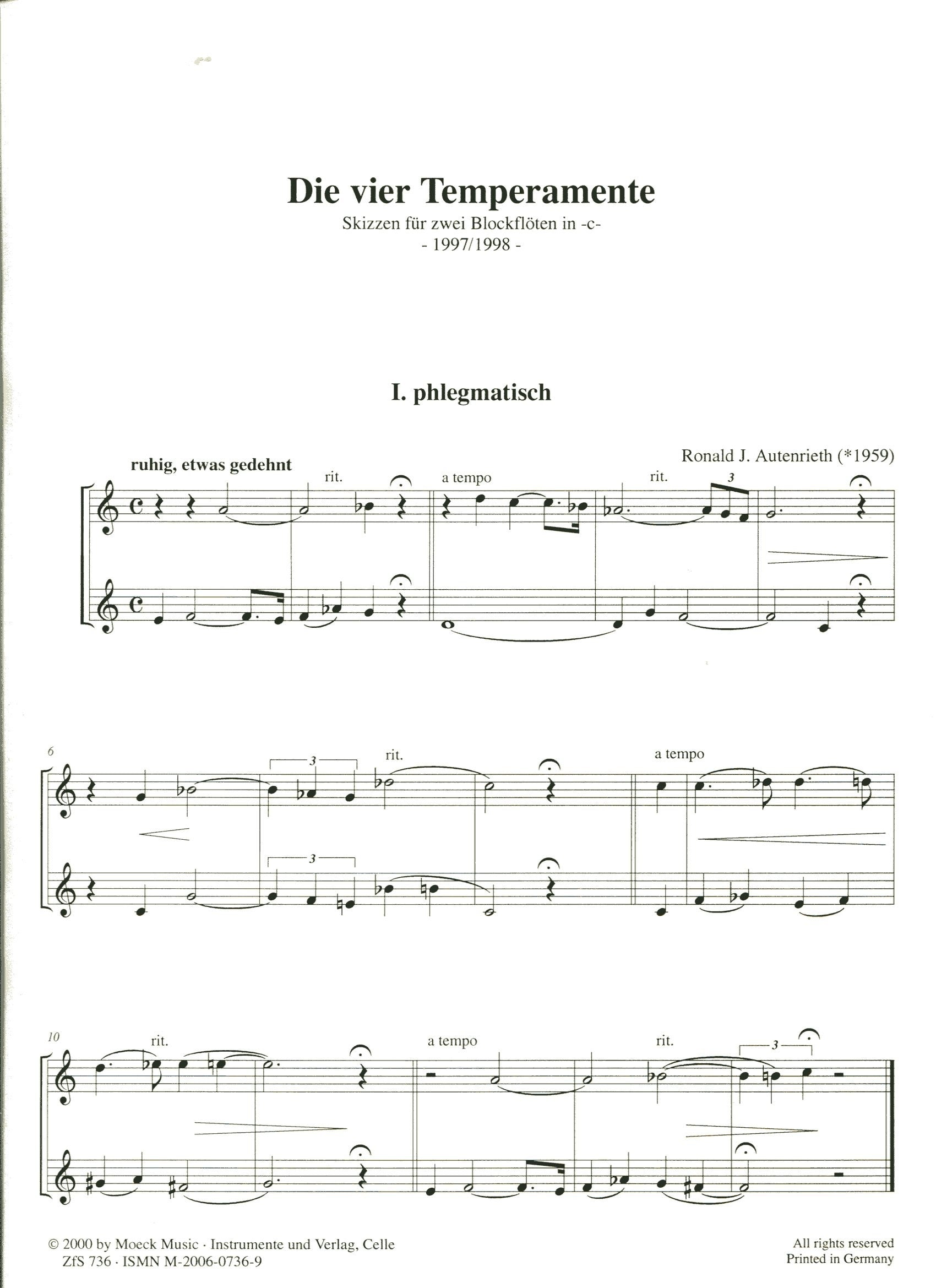 The Four temperaments - Sketches for two recorders in C