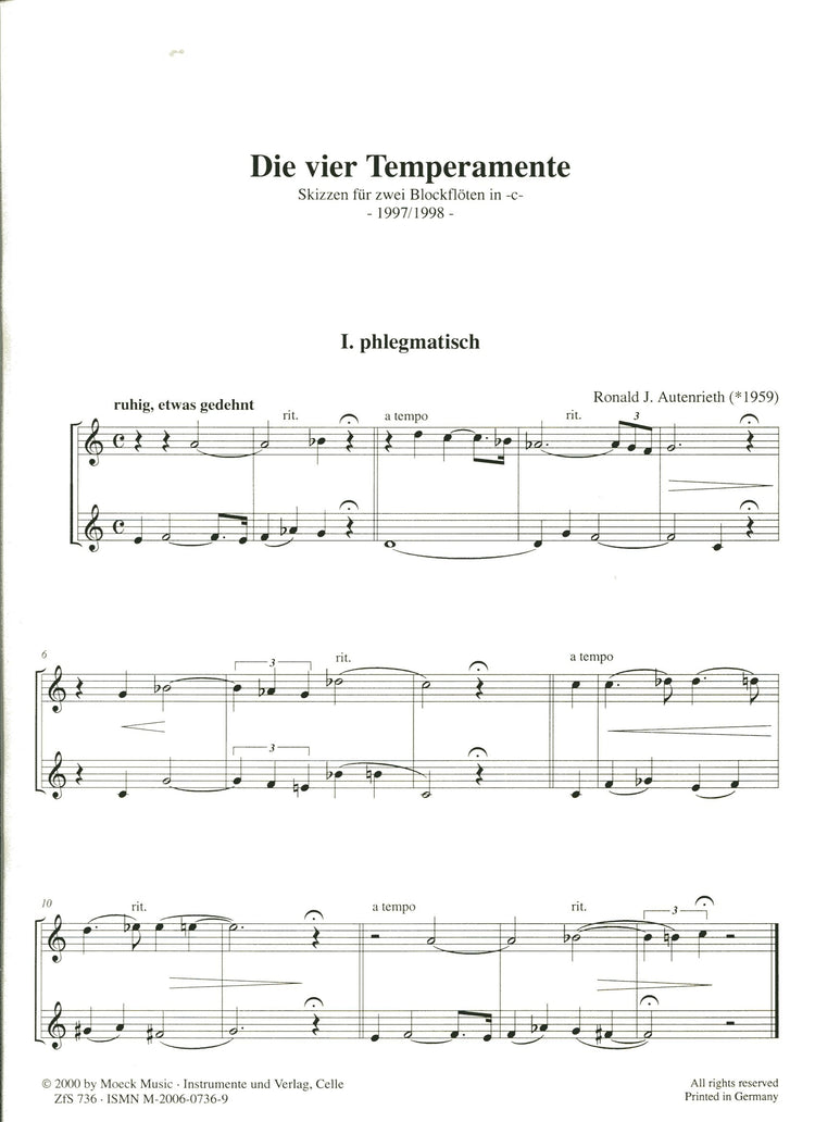 The Four temperaments - Sketches for two recorders in C