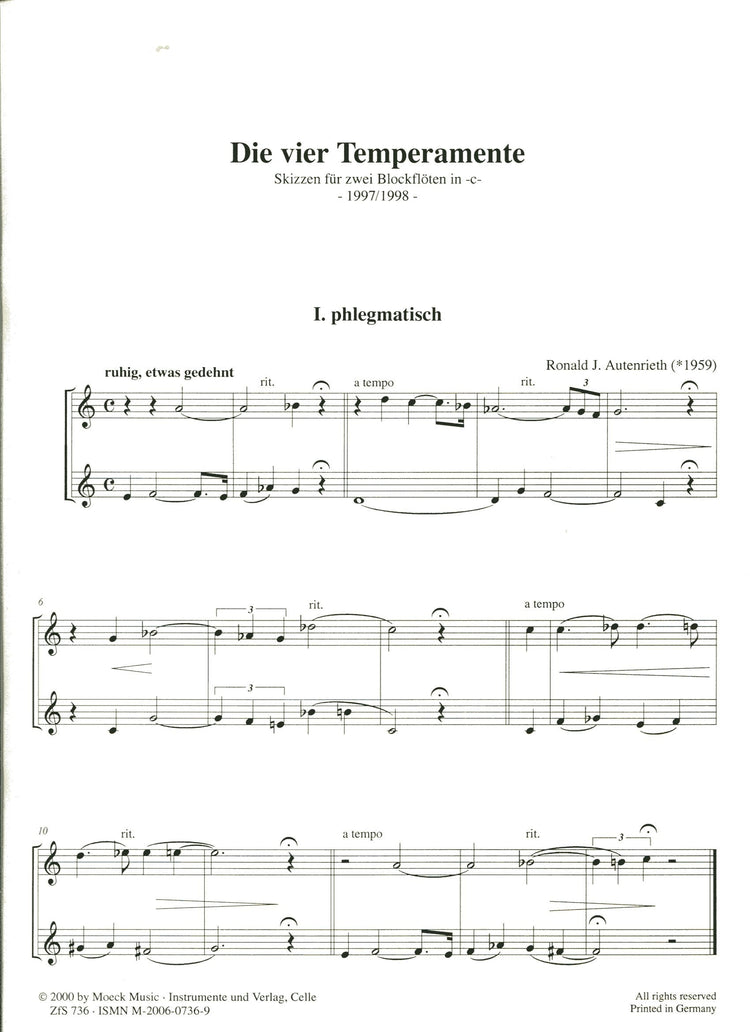 The Four temperaments - Sketches for two recorders in C