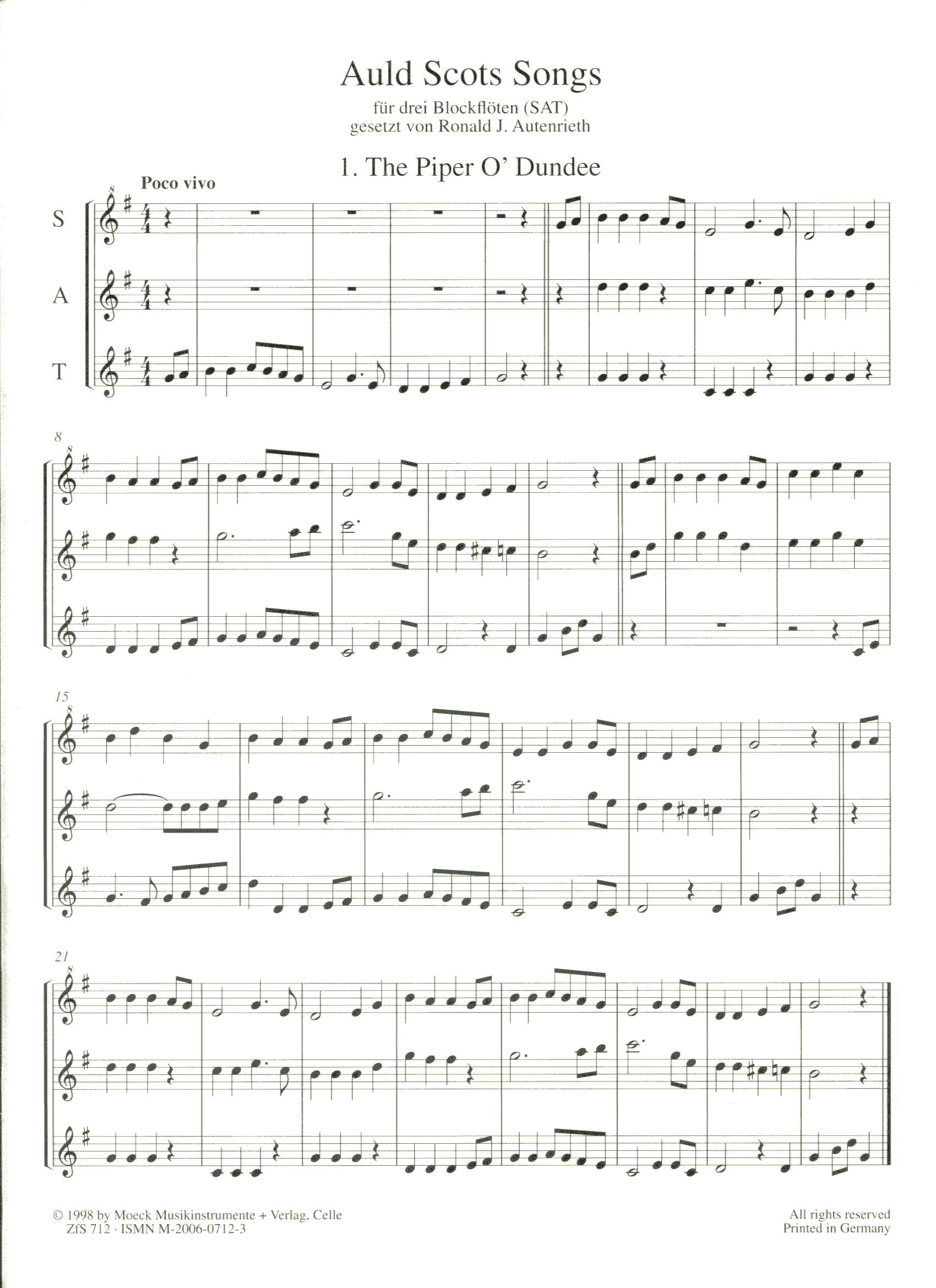 Auld Scots Songs for 3 Recorders