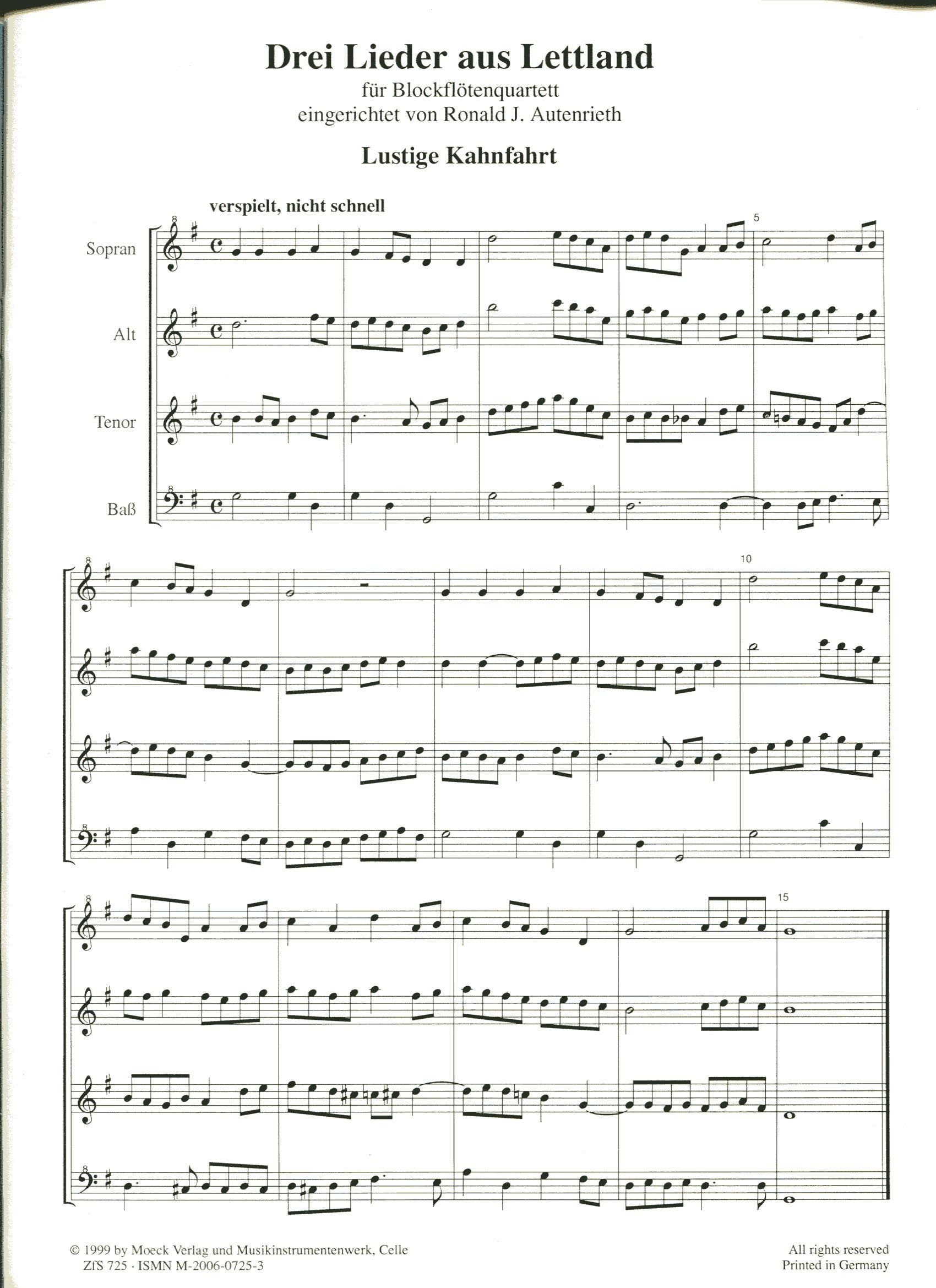 Three Songs from Latvia -  for Recorder Quartet