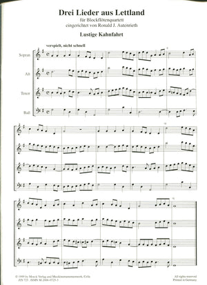 Three Songs from Latvia -  for Recorder Quartet