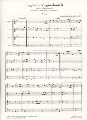 English Virginal Music - for Recorder Quartet