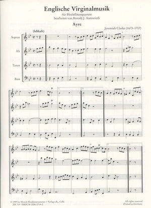 English Virginal Music - for Recorder Quartet