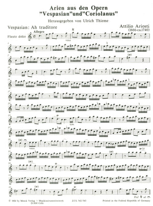 Arias from the Operas Vespasian and Coriolanus