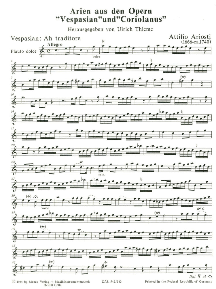 Arias from the Operas Vespasian and Coriolanus