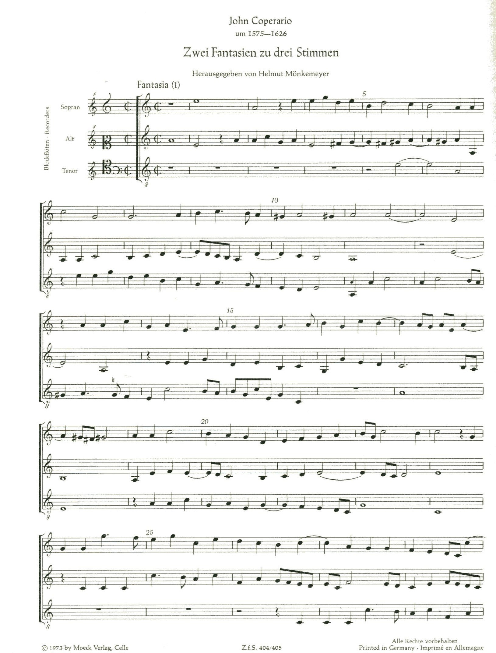 Two Fantasias for Three Recorders