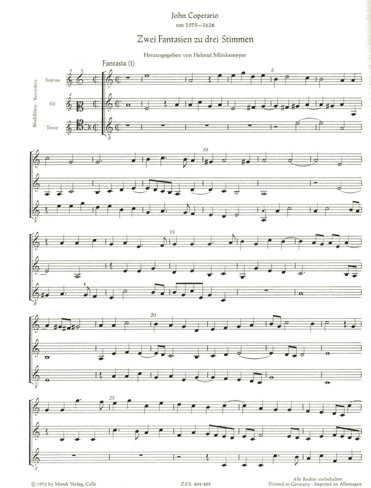 Two Fantasias for Three Recorders