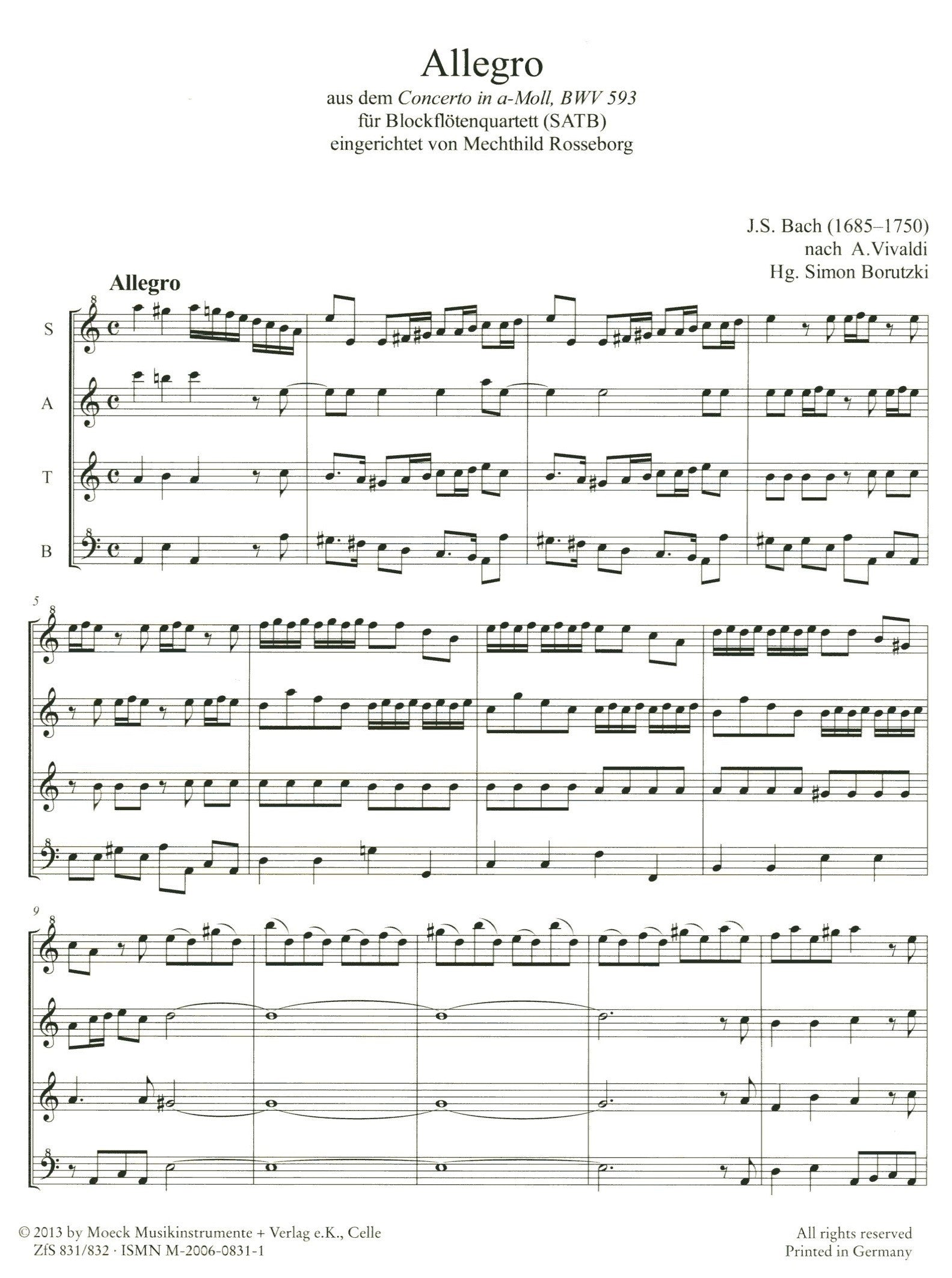 Allegro from Concerto in A Minor BWV593