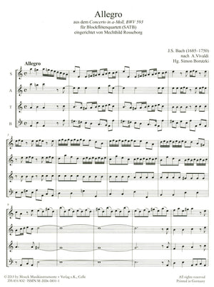 Allegro from Concerto in A Minor BWV593