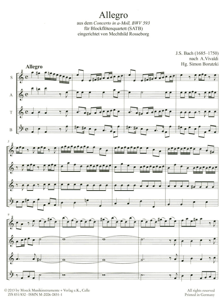 Allegro from Concerto in A Minor BWV593