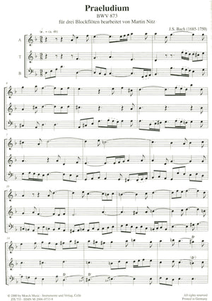 Prelude from BWV873 for Three Recorders