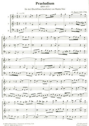 Prelude from BWV873 for Three Recorders