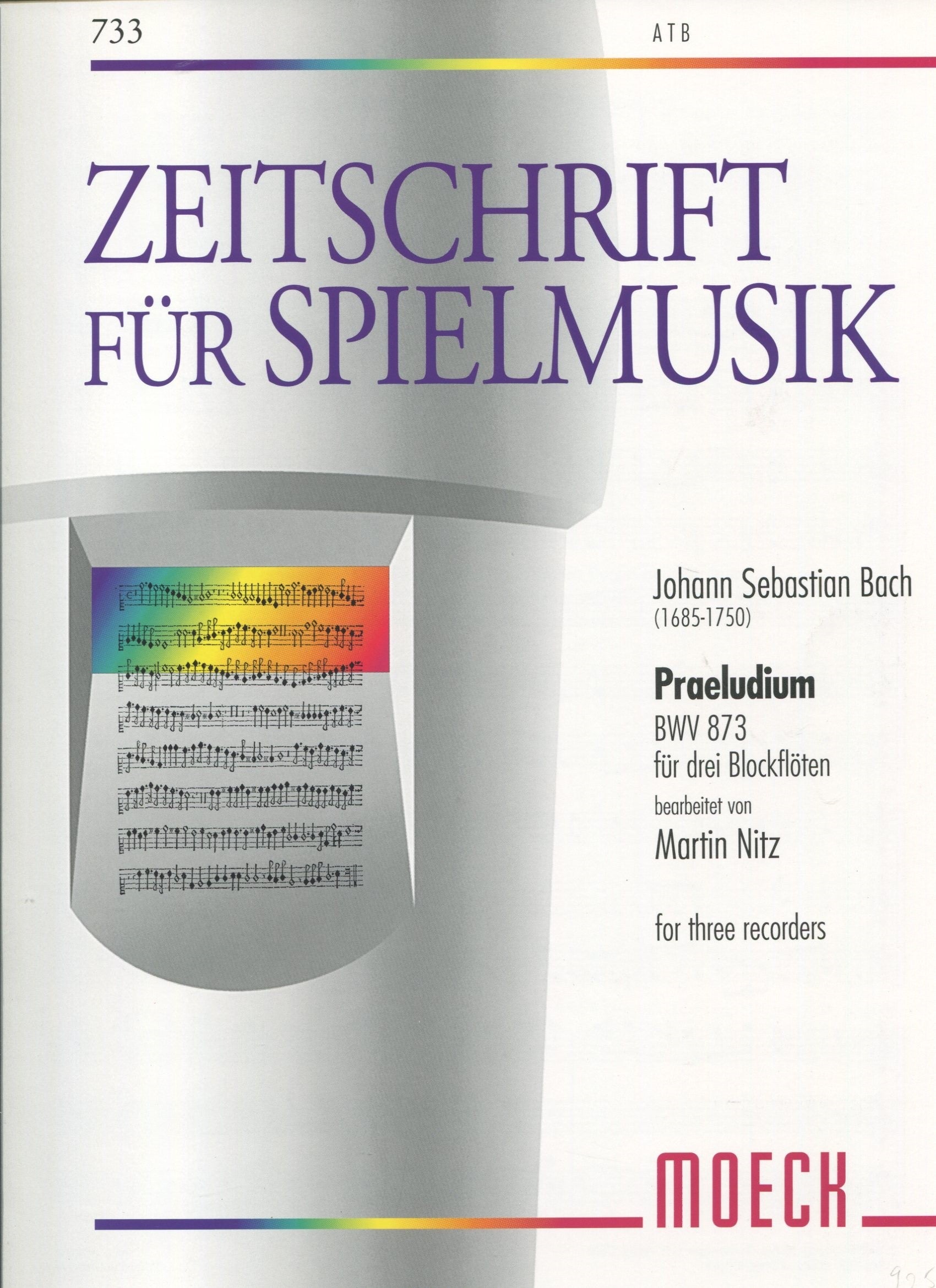 Prelude from BWV873 for Three Recorders