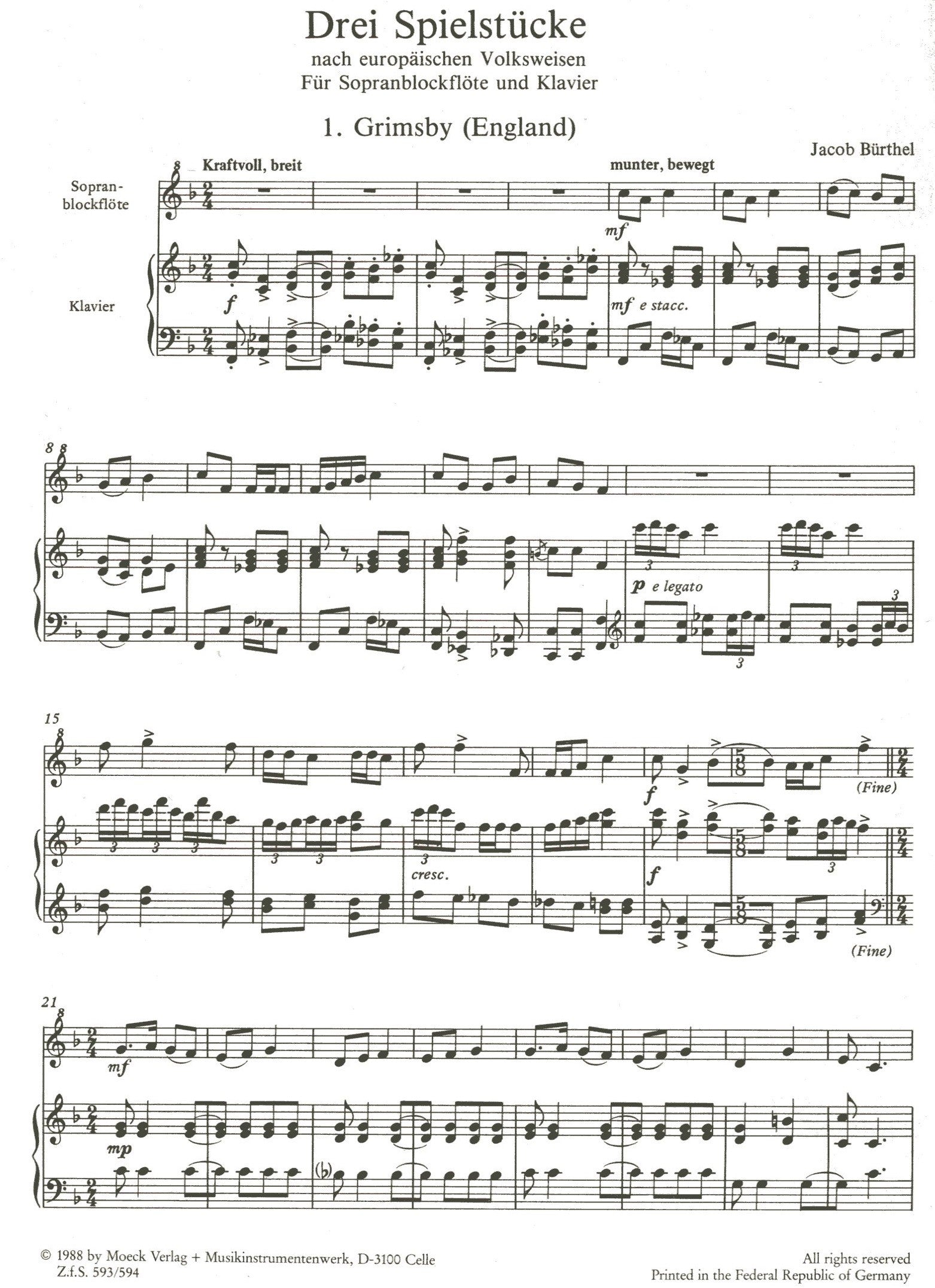 Three Pieces after European Folk tunes