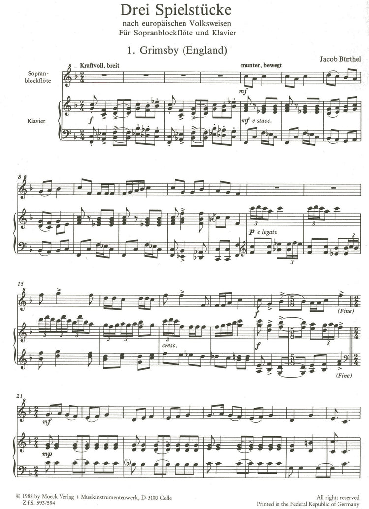 Three Pieces after European Folk tunes