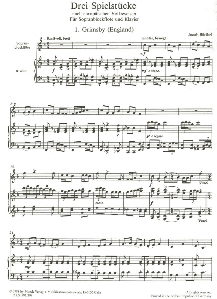 Three Pieces after European Folk tunes