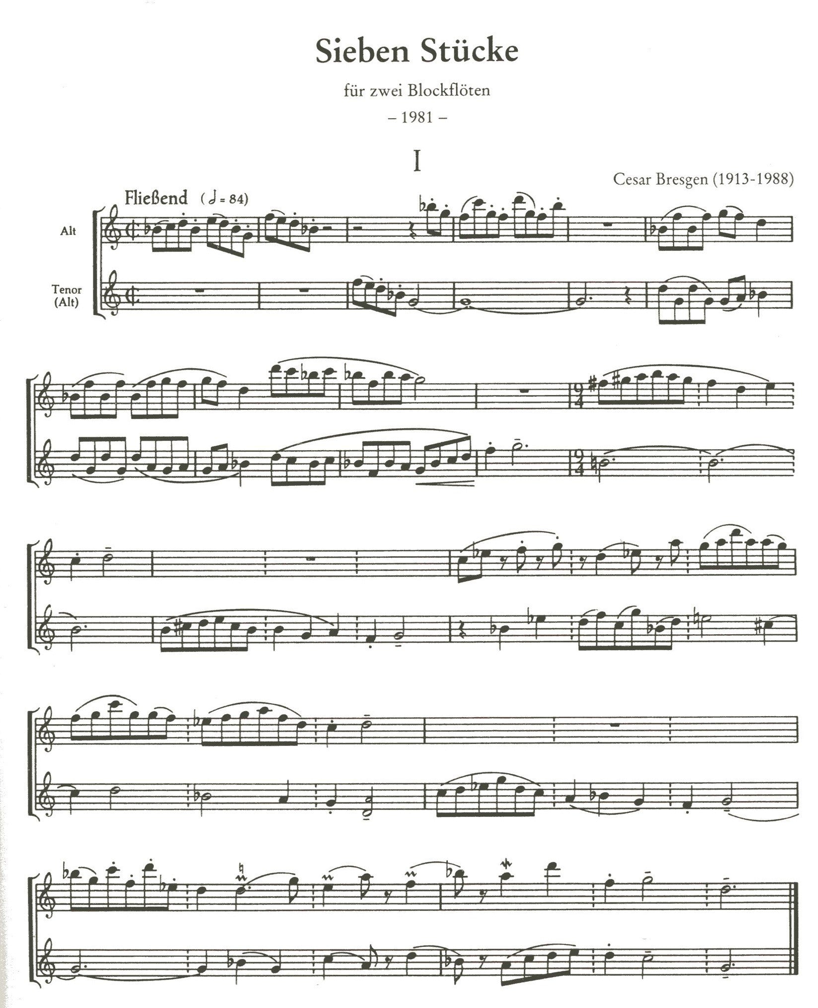 Seven Pieces for Two Recorders