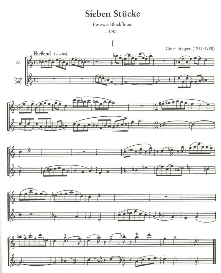 Seven Pieces for Two Recorders