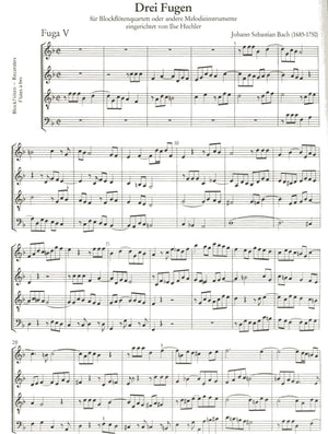Three Fugues for  Recorder Quartet
